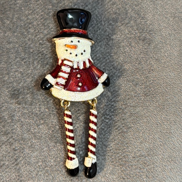 Vtg Articulated Dangly Leg Santa Claus Snowman Holiday Xmas Winter Brooch Pin - Picture 1 of 8